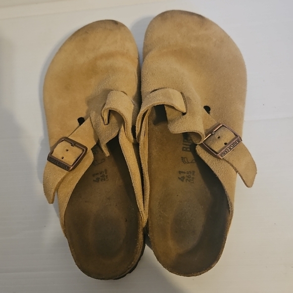 Birkenstock Boston Suede Clog Tan Women’s Size 10 / Men’s Size 8 - Picture 2 of 11